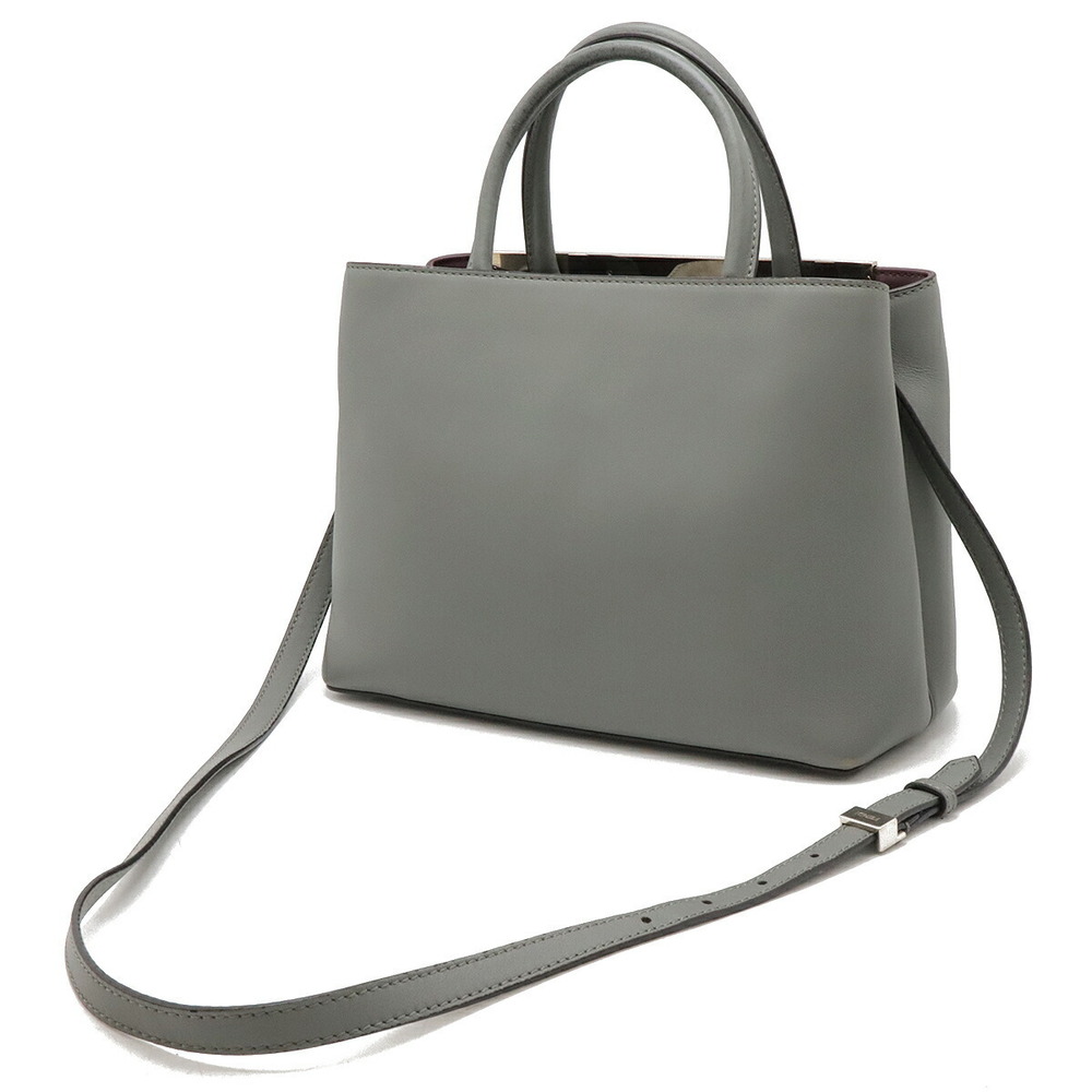 Fendi Gray 2Jours Leather Green Handbag Petite